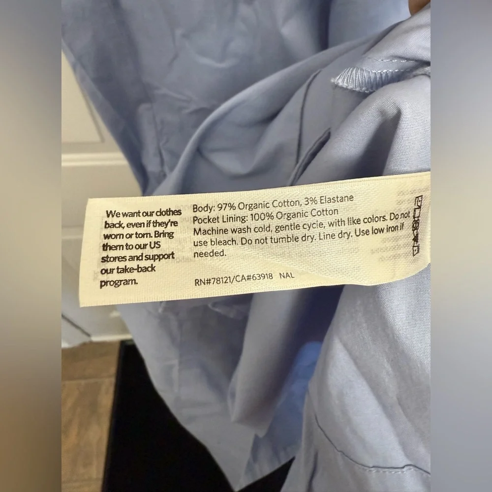 Eileen Fisher Sleeveless Organic Cotton Poplin Dress Quarter Zip Light Blue Sz M - Picture 7 of 10